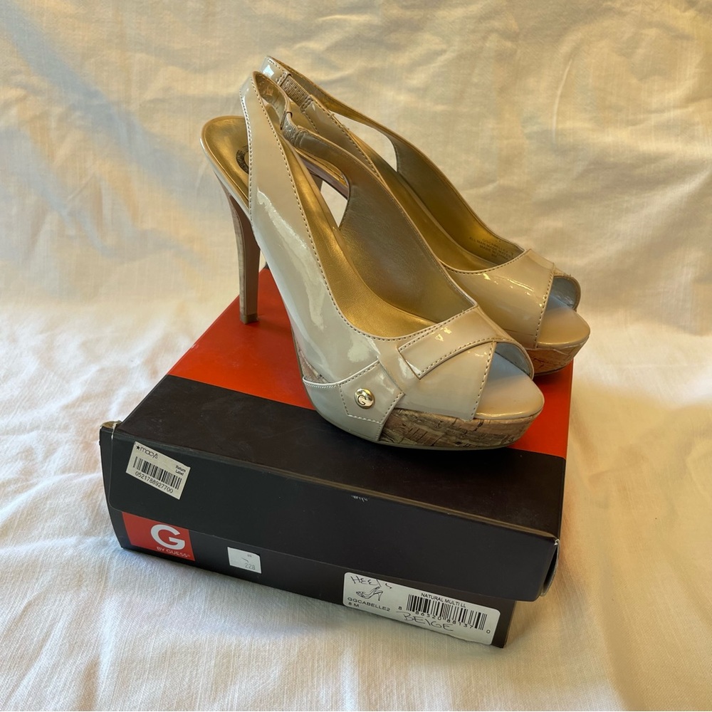 G by GUESS OPEN TOED PLATFORM HIGH HEELS